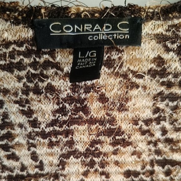 L/G🌻Conrad C Collection Foliage Print Sweater  Fuzzy Top Blouse - Picture 7 of 8